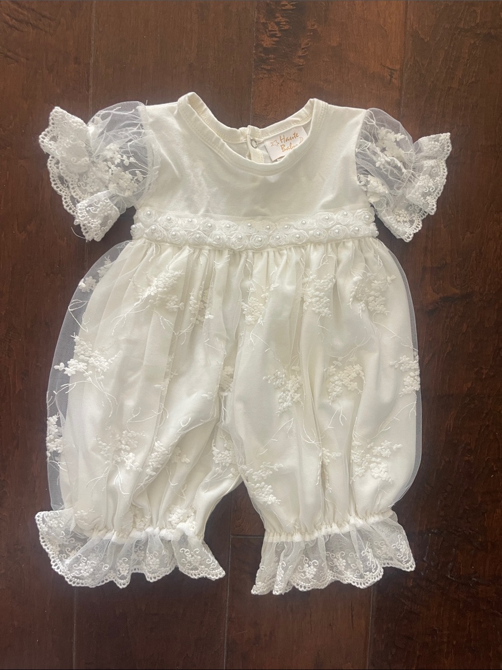 HAUTE BABY Girls Suze 18 Months White Lace Romper